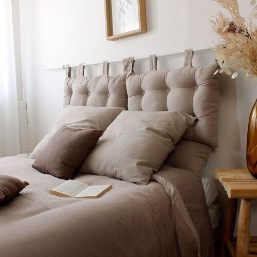 Tête de lit Murale, Coussin Matelassé, Beige Naturel, 70x45cm,  100% coton,  Collection PANAMA