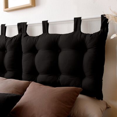 Tête de lit Murale, Coussin Matelassé, Noir, 70x45cm,  100% coton,  Collection PANAMA