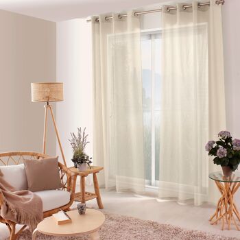 Voilage ajouré avec Œillets, 140x240cm, Beige, 100% polyester, Collection JELLY 1