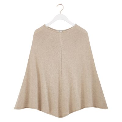 Poncho da donna in lana e cashmere beige chiaro