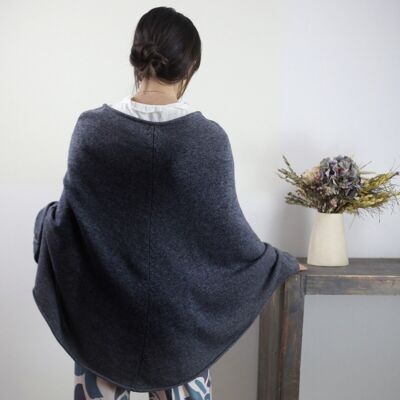 Slate women's poncho in wool and cashmere