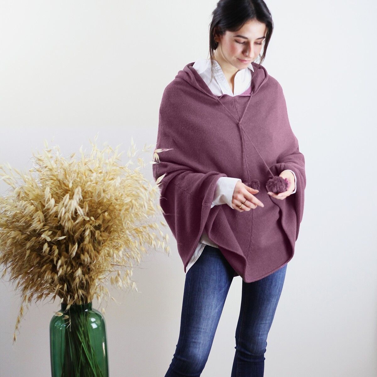 Buy wholesale Parma women s hooded poncho in wool and cashmere