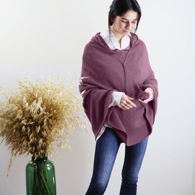 Parma women's hooded poncho in wool and cashmere