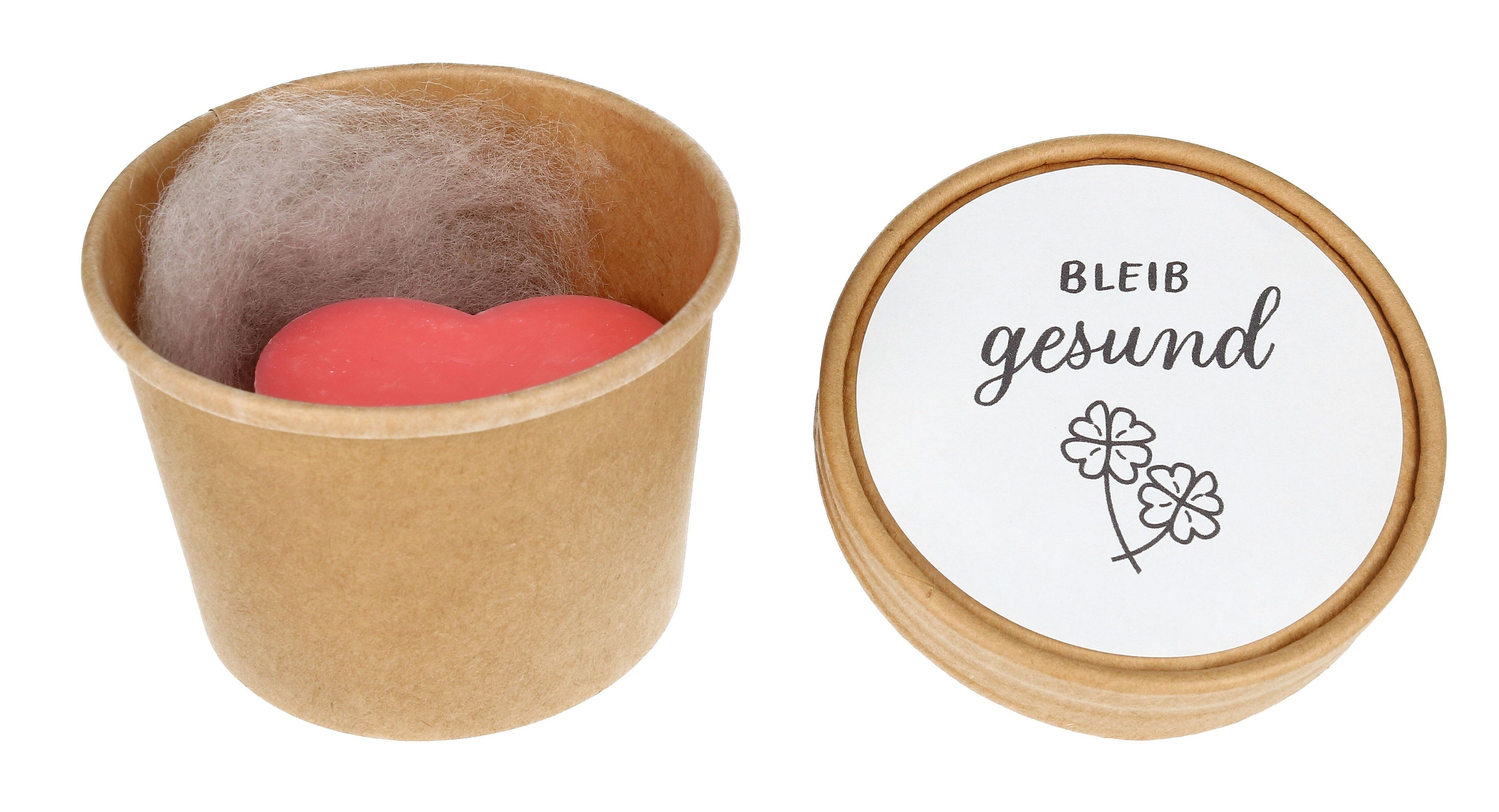 Sapone a forma di cuore in vasetto "Resta in salute"