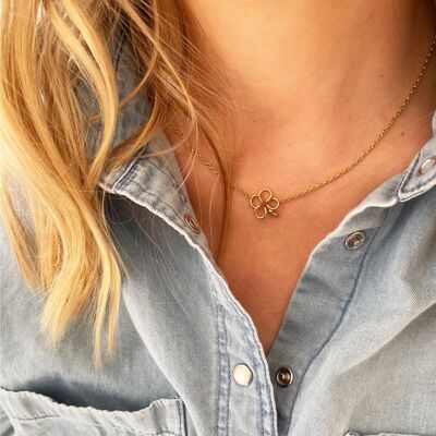 Collar Mon Clover Smooth -Cadena bañada en oro de 14k y chapada en oro