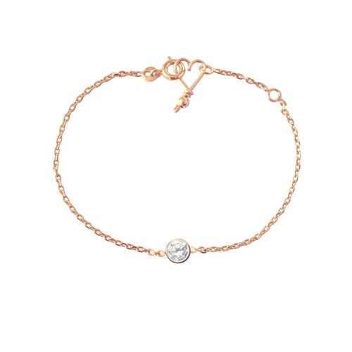 Bracelet chaîne Vendôme -Goldfilled rose 14 carats, chaîne plaqué or rose et zircon