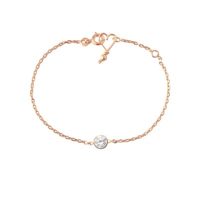 Vendôme-Kettenarmband – 14 Karat roségoldgefüllt, rosévergoldete Kette und Zirkon