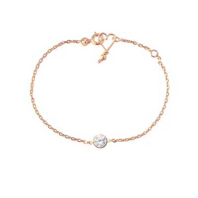 Bracelet chaîne Vendôme -Goldfilled rose 14 carats, chaîne plaqué or rose et zircon