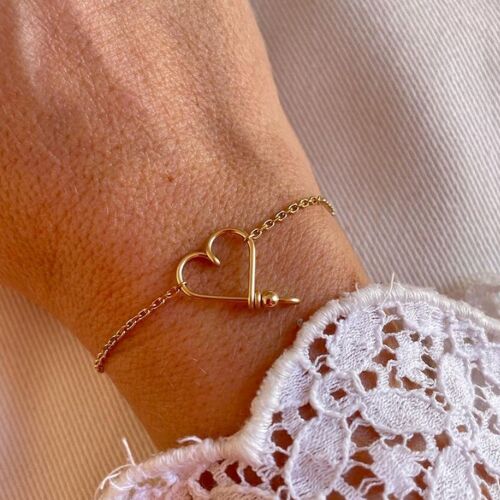 Bracelet chaîne Mon Coeur lisse -Goldfilled 14 carats et chaîne plaqué or