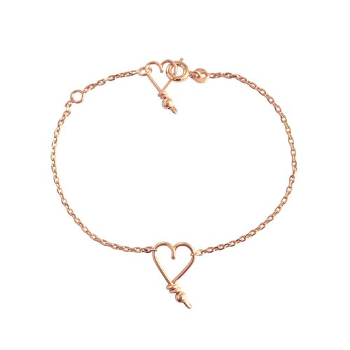 Bracelet chaîne Mon Coeur lisse -Goldfilled rose 14 carats et chaîne plaqué or rose