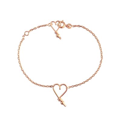 Bracelet chaîne Mon Coeur lisse -Goldfilled rose 14 carats et chaîne plaqué or rose