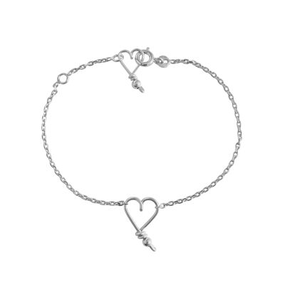 Bracelet chaîne Mon Coeur lisse -Argent massif 925 et chaine argent