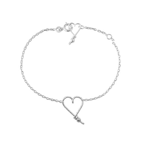 Bracelet chaîne Mon Coeur sparkle -Argent massif 925 et chaine argent