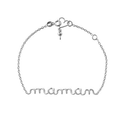 Bracelet chaîne Maman -Argent massif 925 et chaîne argent