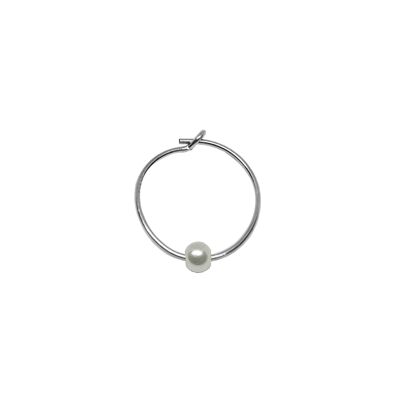 White Perlisienne earring - 925 sterling silver and cultured pearl