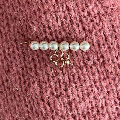La mia spilla a forma di trifoglio con perline - Goldfilled 14K e perle
