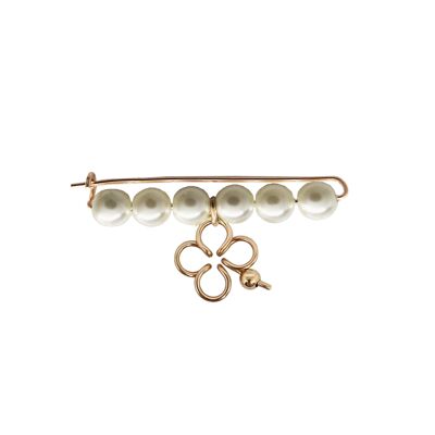 My Beaded Clover Brooch -Goldfilled 14k rose gold plated and pearls
