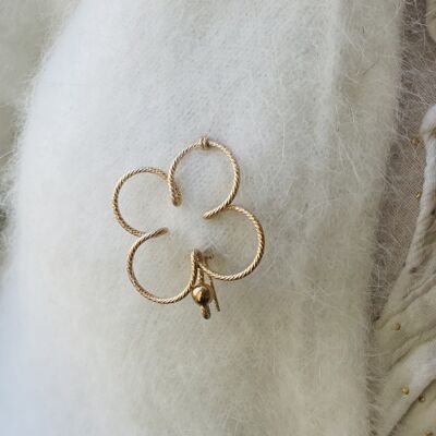 Large Sparkle Clover Brooch -14K Goldfilled