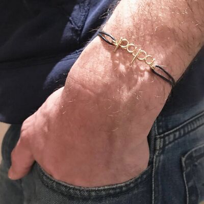 Bracelet Papa -Goldfilled 14 carats et lien en coton