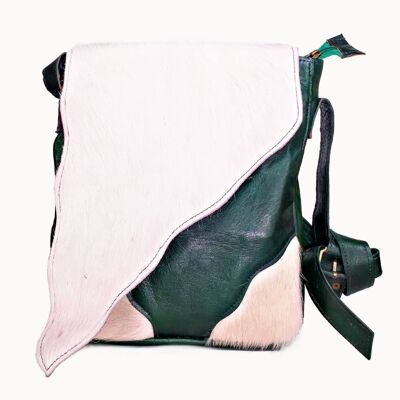 Leather Bag "Diagonal" green