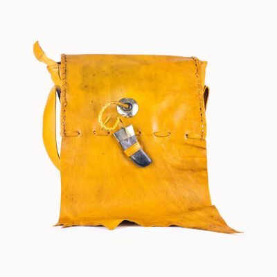 Leather Bag "Tribal" yellow