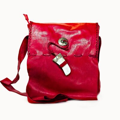 Leather Bag "Tribal" red