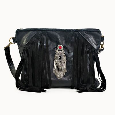 Borsa in pelle 'Afghane' nera