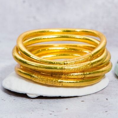 Bracciale rigido buddista autentico - oro - Taglia S di MaLune