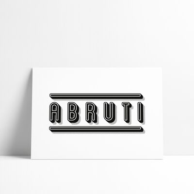Postkarte ABRUTI - Sammlung Schimpfwörter und Beleidigungen der französischen Sprache