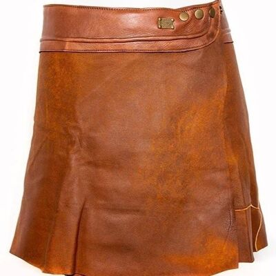 Mini Skirt 'Elegance' Leather cognac