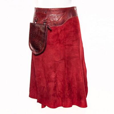 Falda midi "Inlay" Plus con bolso rojo