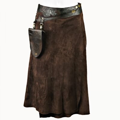 Falda midi "Boho" Plus con bolso marrón