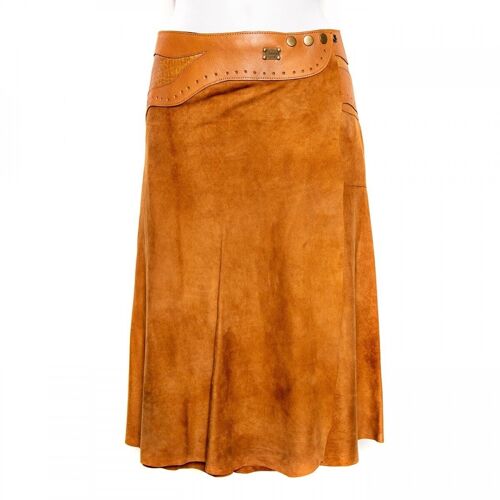 Midi Rok 'Inlay' cognac