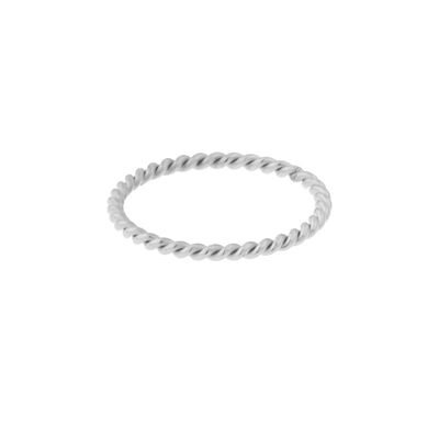 Ring basic twisted small - size 16 - silver