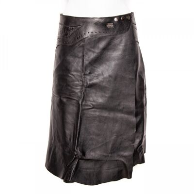 Midi Skirt 'Inlay' Leather black