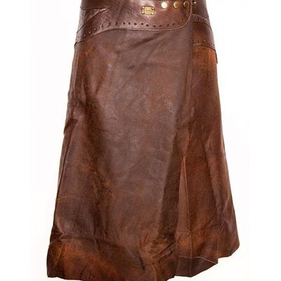 Falda Midi 'Inlay' Cuero marrón