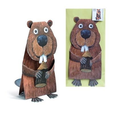 3D animal card beaver