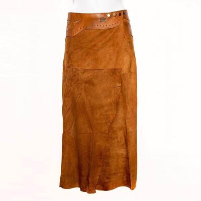 Long Skirt 'Inlay' cognac