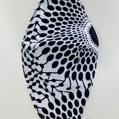 Mascarillas con filtro facial Ankara/Kente de 3 capas - Blanco/negro