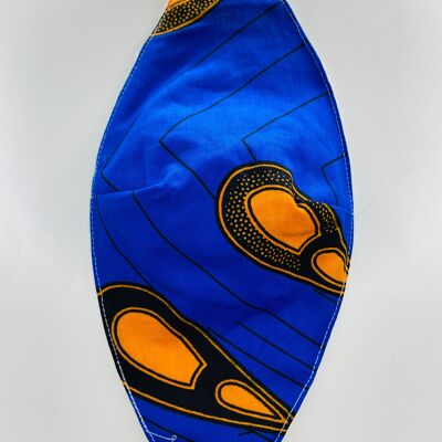 Mascarillas con filtro facial Ankara/Kente de 3 capas - Azul/amarillo