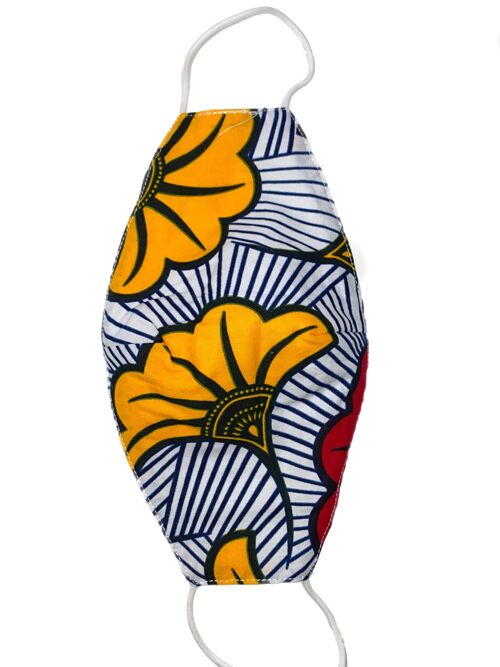 3 layer Ankara/Kente Face Filter Masks - White flowers