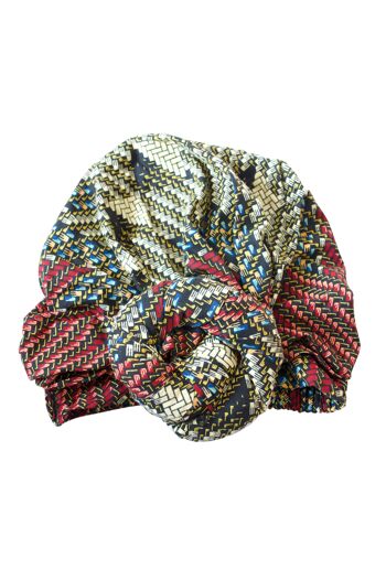 Kente/Ankara Turban Donut head wrap, fan and head band - Jaune (Kente) - Head wrap 2