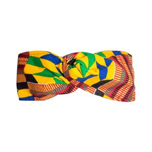 Kente/Ankara Turban Donut bandeau, éventail et bandeau - Jaune (Kente) - Bandeau