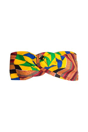 Kente/Ankara Turban Donut bandeau, éventail et bandeau - Jaune (Kente) - Bandeau 1