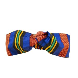 Kente/Ankara Turban Donut bandeau, éventail et bandeau - Bleu & Mix - Bandeau