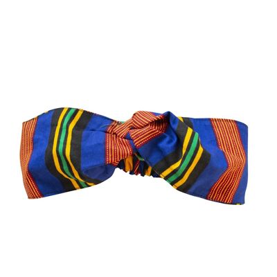 Kente/Ankara Turban Donut Kopftuch, Fächer und Stirnband - Blau & Mix - Stirnband für Kleinkinder/Kinder (2-12 Jahre)