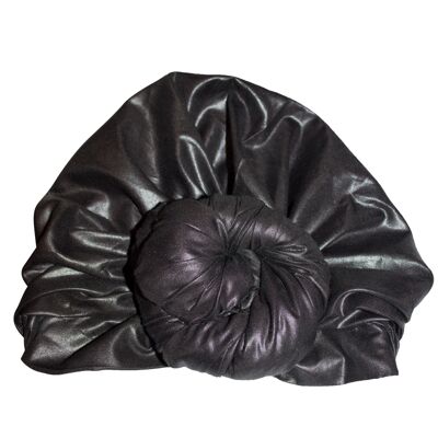 Kente/Ankara Turban Donut Kopftuch, Fächer und Stirnband - Schwarz - Kopftuch