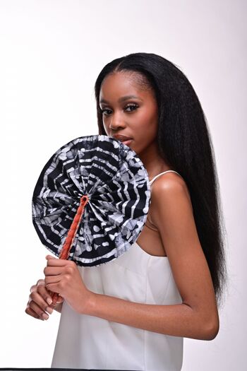 Kente/Ankara Turban Donut bandeau, éventail et bandeau - Noir - Head wrap 6