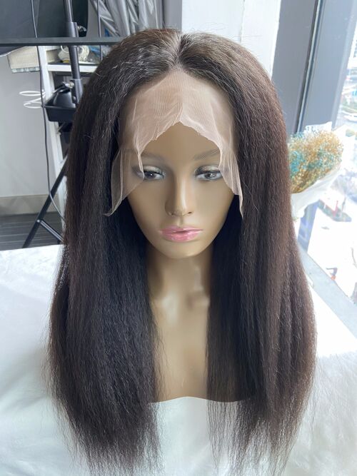 Kinky Straight HD (Transparent Swiss) Lace front Wig - 16"