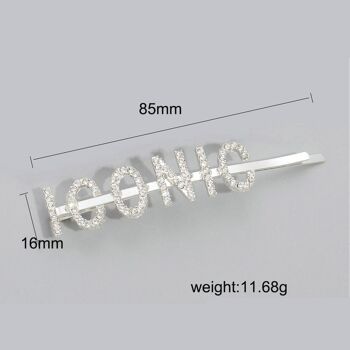 Barrette Mot/Slogan Accessoires Pavés de Strass Strass Épingle à Cheveux - MELANIN - Gris Argent 5